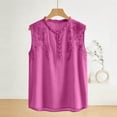 thumbnail image 4 of ZVNAH Haut Sans Manches à Broderie Florale pour Femme, Blouse Décontractée Style Henley à Col en V Volanté, P-2TG, 4 of 5
