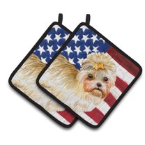 Caroline's Treasures Morkie Patriotic Pair of Pot Holders