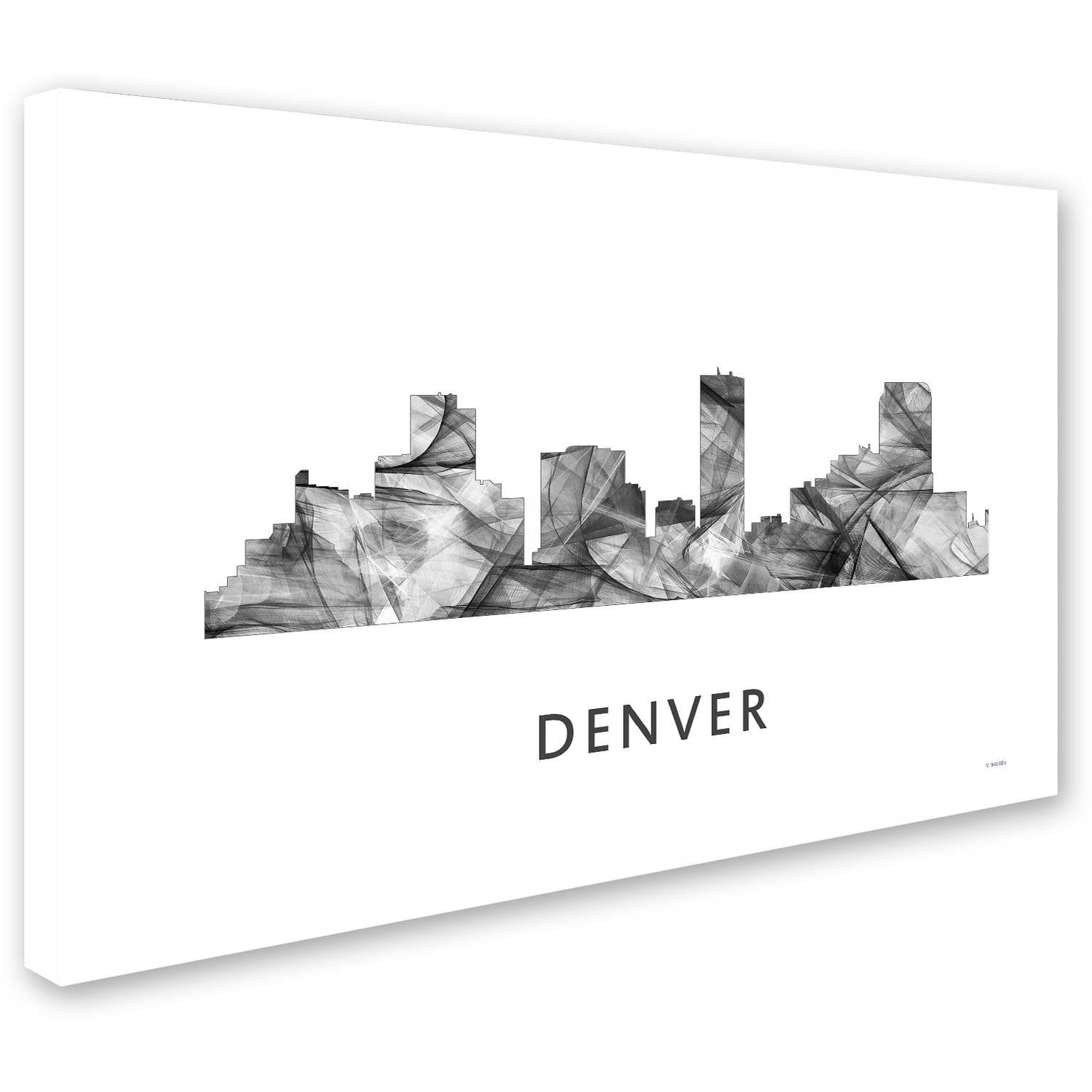 Trademark Fine Art 'Denver Colorado Skyline WB-BW' Canvas Art by Marlene Watson