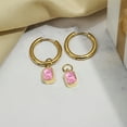 thumbnail image 2 of JeenMata Aros de 2 Quilates con Corte Esmeralda, Turmalina Rosa y Piedra Natal de Octubre, Chapados en Oro Amarillo, 2 of 7
