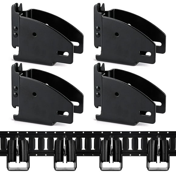 E Track Wood Beam Brackets, 4PCS E Track Wood Beam Socket Fittings, Cargo Tie Down Accessories, Cargo Storage Lumber Brackets for Trucks, Trailers, RVs, Vans