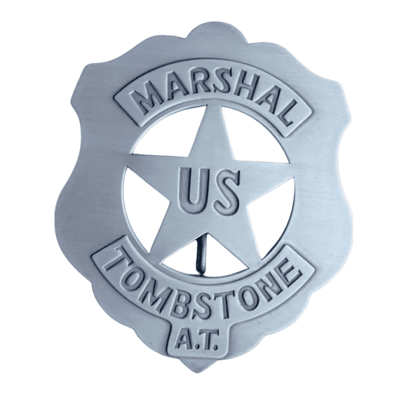 Antique Silver Finish Western Tombstone Arizona Territory US Marshal Lapel Pin by MDream