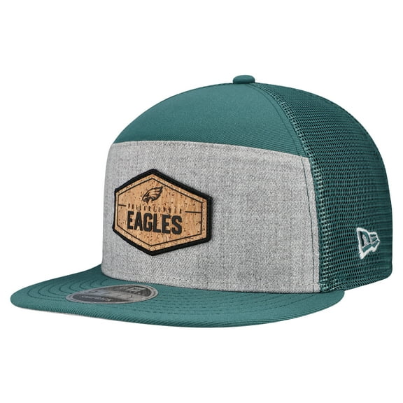 Men's New Era  Gray/Midnight Green Philadelphia Eagles Cork Split Panel 9FIFTY Trucker Snapback Hat