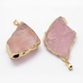 thumbnail image 2 of Natural Madagascar Rose Quartz Pendants with Brass Finding Golden 45~63x26~33x9~10mm Hole: 5x8mm, 2 of 2