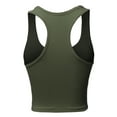 thumbnail image 3 of A2Y Women's Basic Cotton Casual Scoop Neck Cropped Racerback Tank Tops Dark Olive XS, 3 of 5