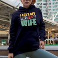 thumbnail image 2 of I Love My Psyc Hot Ic Wife - From Husband, Wife or Spouse Pun, Navy Blue Hooded Sweatshirt or Hoodie, Medium, 2 of 5