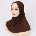 thumbnail image 1 of Casquette Décontractée Unie pour Femmes Marron Couvre-Cheveux Turban Long Musulman, 1 of 5