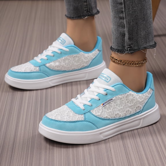 Domuza Women’s Low-Top Black Camo Sneakers, Breathable Lace-Up Casual Shoes with Durable Non-Slip Sole for Work, School, and Outdoor Activities Blue 9(EU-42)