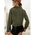 thumbnail image 6 of Women'S Cropped Corduroy Belted Jacket Motorcycle Jacket Coat  Green S, 6 of 7