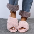thumbnail image 2 of Jiibva Pearl Slippers Women's Fuzzy Cross Slippers Bride Wedding Slippers Gift Open Toe House Slipper Bedroom Shoe Indoor Outdoor, 2 of 7