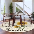 thumbnail image 4 of Round Rugs 6 Ft, Sunflowers Pastoral Non Slip Area Rugs for Kitchen Bedroom Entryway, Bees Country Botanical Retro Beige Washable Carpet Runner Rug Floor Mats for Bedroom Home Decor, 4 of 9