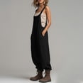 thumbnail image 4 of Favoffer Women's Sleeveless Tank Jumpsuit Solid Color Side Pocket Casual Utility Romper Lightweight Summer One Piece Outfit for Sports Daily Outdoor, 4 of 6