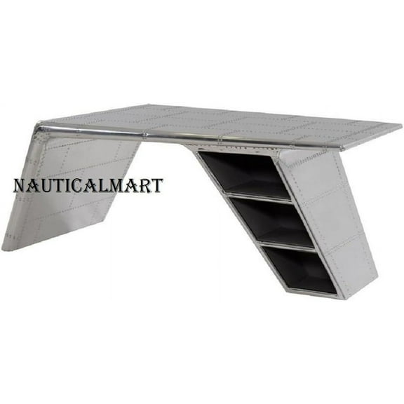 Aviator Wing Desk Vintage Aluminium Table Mid Century Aviation Furniture
