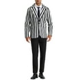 thumbnail image 2 of INSPIRAR CHIC Traje de Hombre a Rayas de Una Sola Botonadura Ajustado Casual Blazer Rayas Verticales 2XL Blanco, 2 of 6