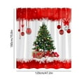 thumbnail image 2 of Red Red Christmas Shower Curtain With Holiday Tree And Ball Pattern Includes Hooks For Bathroom Decor, 2 of 6
