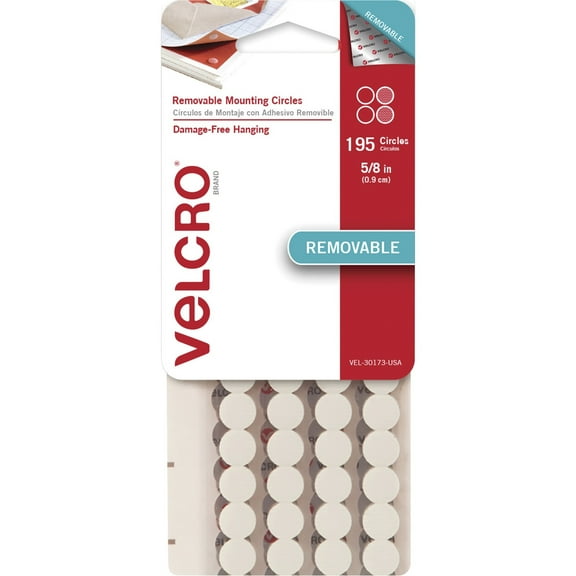 VELCRO®, VEK30173, Removable Mounting Tape, 195 / Pack, White
