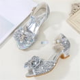 thumbnail image 6 of Viluyesy Girls Summer Pearl Bow Sandals - Kids High Heels Princess Dress Shoes Crystal Wedding Party Pageant Sparkly Mid-Large Size 4-12Y Silver Size 1 M, 6 of 7