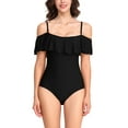 thumbnail image 2 of Csndyce Women's Ruffled One Piece Swimsuits off Shoulder Tummy Control Halter Bathing Suit Female, 2 of 7
