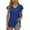 Blue, variant on Chbgutlmr Work Tops for Women Ruffle Short Sleeve V Neck Tunic Tops Tees Slim Comfy Casual Shirts Summer