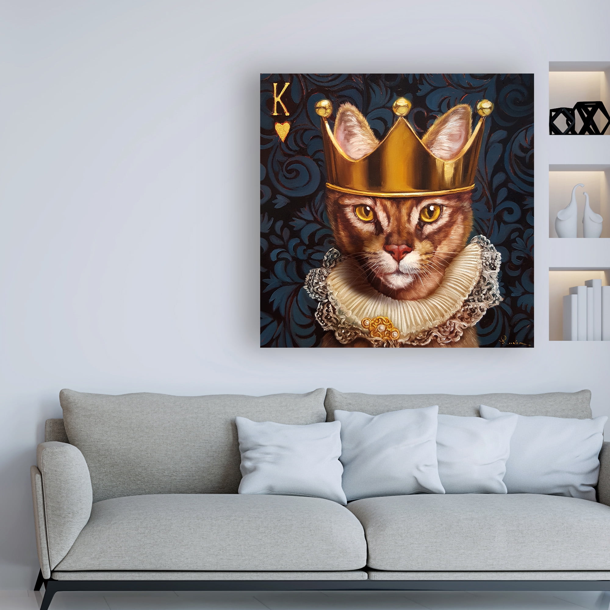 Trademark Fine Art 'King of Hearts Cat' Canvas Art by Lucia Hefferna