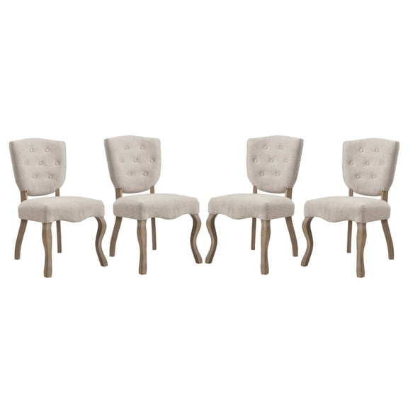 Modway Array Dining Side Chair Set of 4 in Beige
