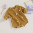 thumbnail image 3 of Okbabeha Baby Girl Chunky Sweater Knit Oversized Sweatshirt Romper Onesie Long Sleeve Crewneck Pullover Top for Newborn, 3 of 7