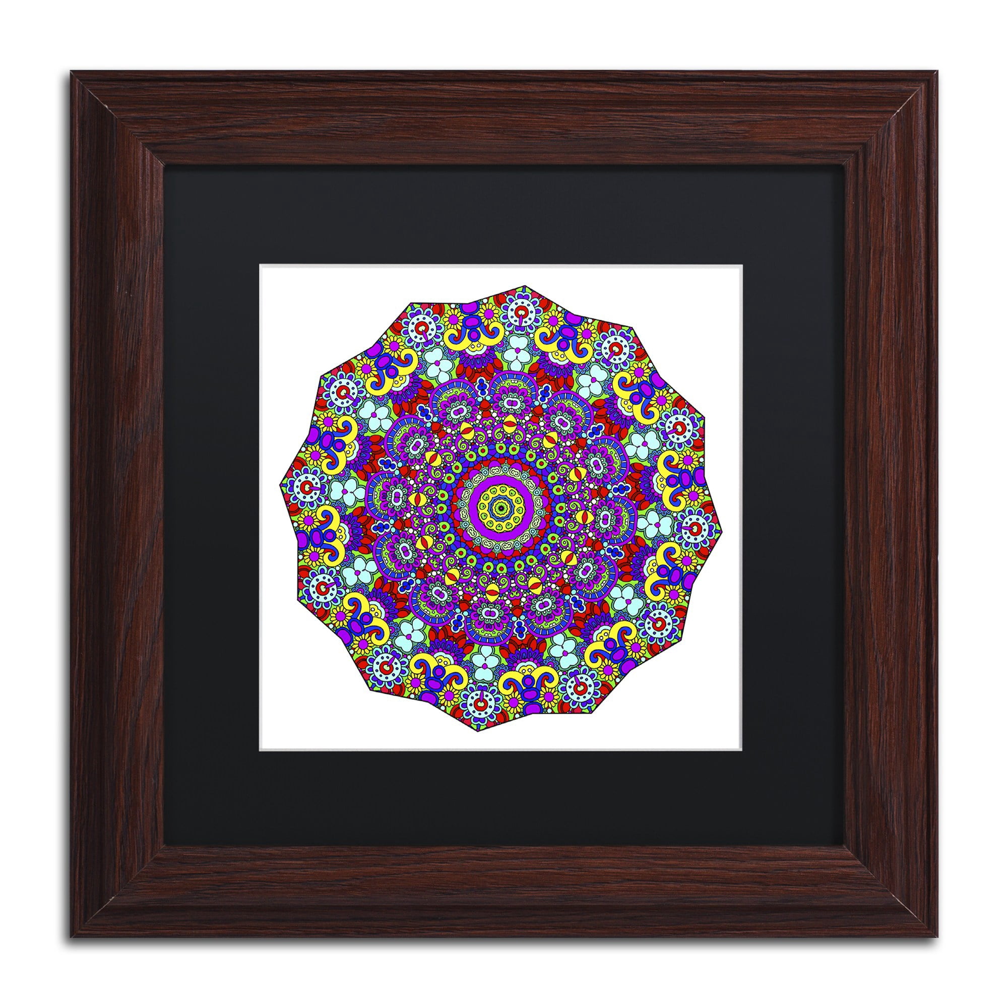 Trademark Fine Art "The Sigh Mandala" Canvas Art by Kathy G. Ahrens, Black Matte, Wood Frame