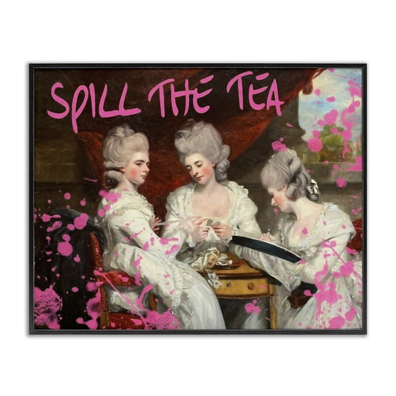 Stupell Industries Eclectic Spill The Tea Iconic Ladies Black Framed Giclee Art, 14 x 11, by Grotto Studios
