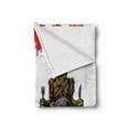 thumbnail image 2 of Zombie Soft Flannel Fleece Blanket, Dead Man Eating Brain Cannibal Meditating Skate Boarding Graphic Pattern, Cozy Plush for Indoor and Outdoor Use, 70" x 90", Olive Green Red Dust, by Ambesonne, 2 of 6