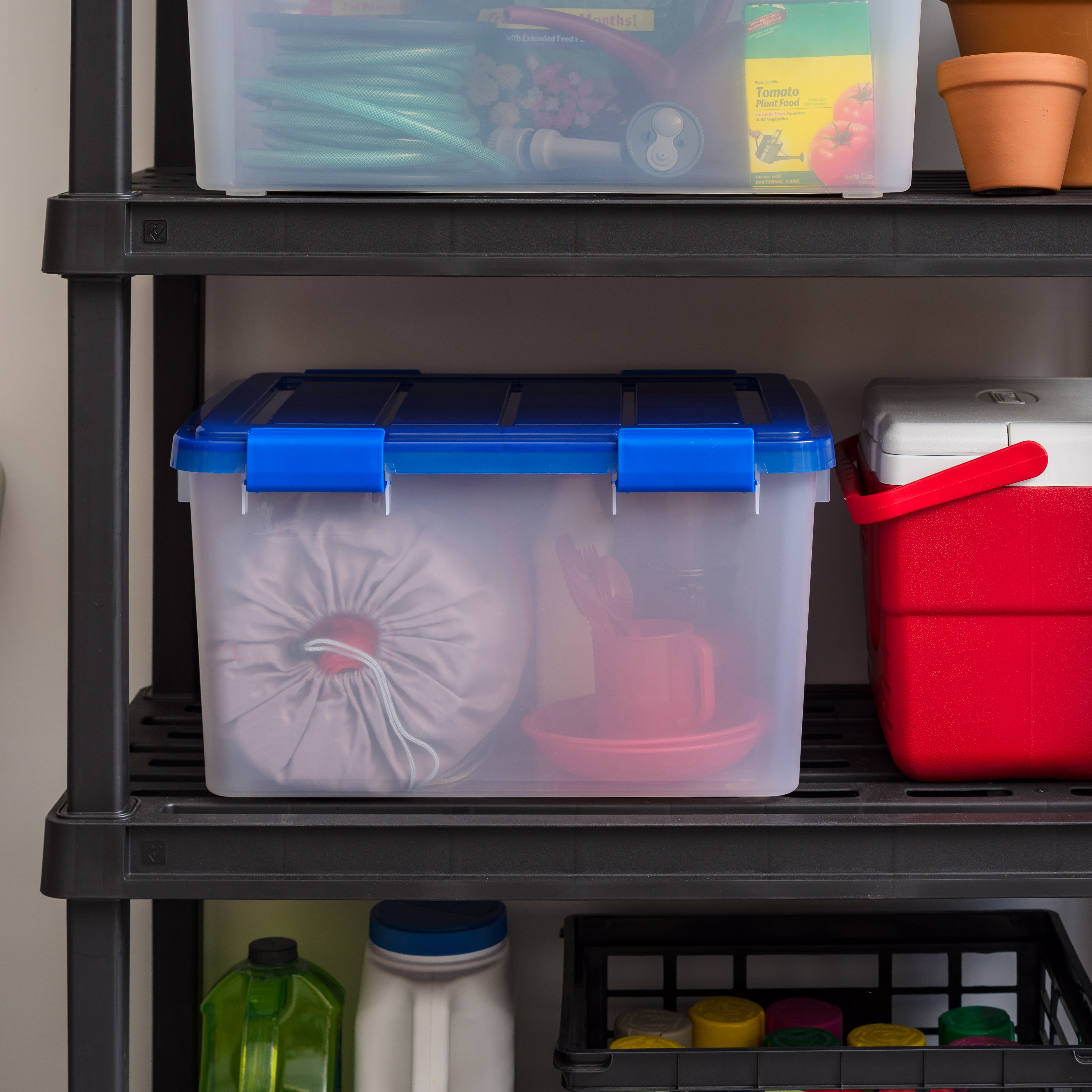 IRIS 44 Qt. Plastic Storage Bins with Sealed Lids, Clear Gasket Box, Airtight Containers 4Pk