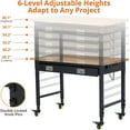 thumbnail image 3 of Garvee 48" x 24" Worktable with Drawer, Heavy Duty Work Platform Adjustable Height with Power Outlets, Wheels, 2000 LBS Load Capacity, Work Benches for Garage & Workshop, Black, 3 of 6