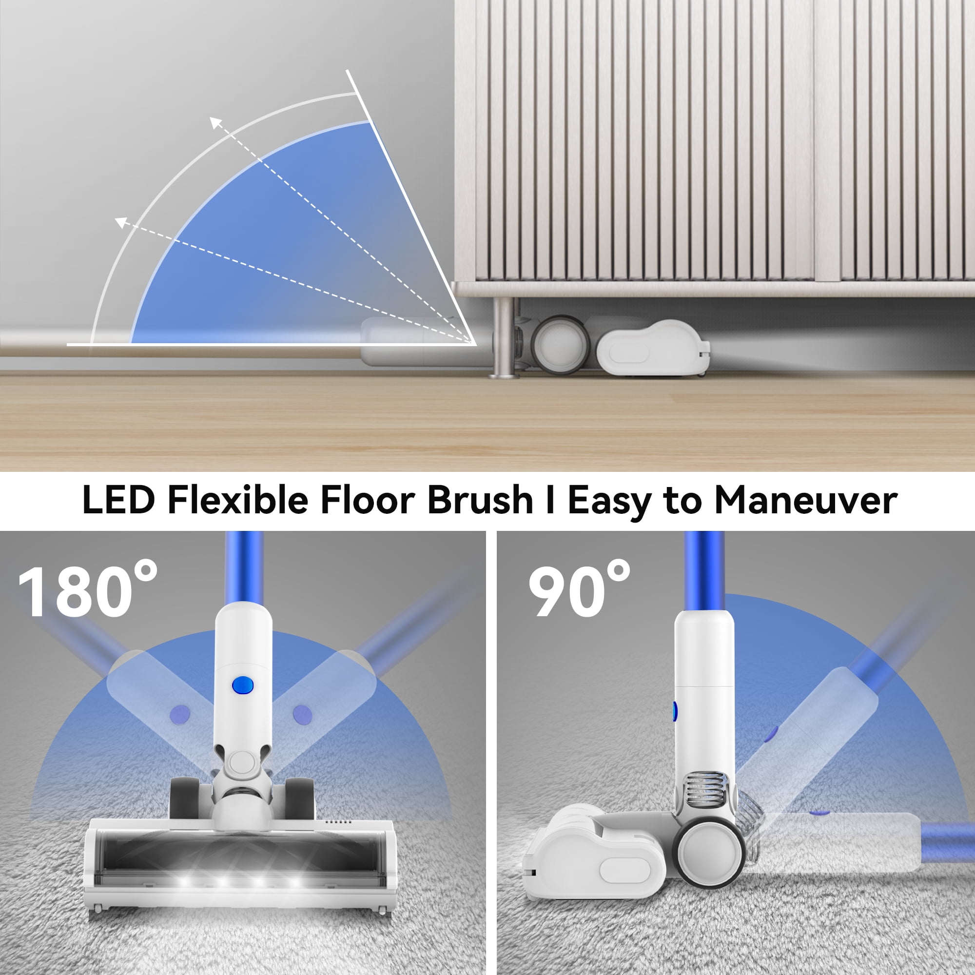 INSE Lightweight Cordless Vacuum with 30Kpa Powerful Suction & 60 Mins Runtime, Stick Vacuum for Carpet, Tile, Pet Hair, Hardwood Floors