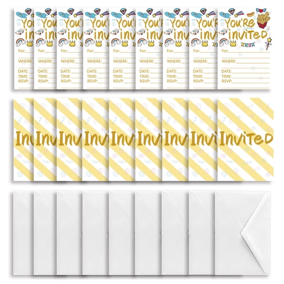 1set Invitation Cards for Birthday Wedding Party with Paper Envelopes Rectangle with Mixed Pattern Goldenrod 15.2x10.1cm 30sheets/set