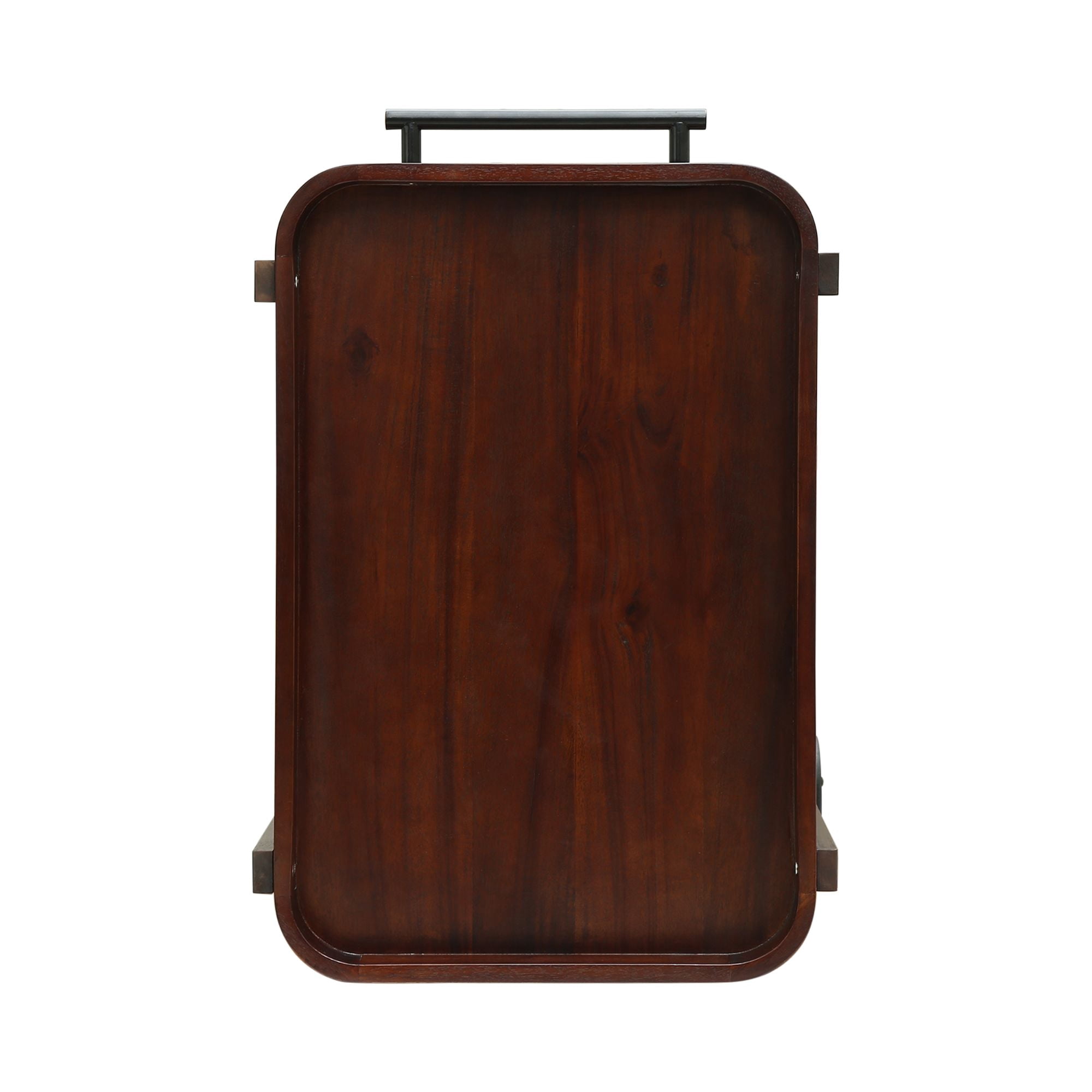 Contemporary Home Living 31.75" Brown Mahogany Finish 3 Tier Indoor Bar Cart