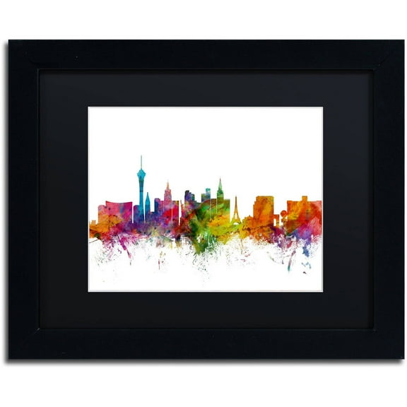 Trademark Fine Art 'Las Vegas Nevada Skyline' Canvas Art by Michael Tompsett, Black Matte, Black Frame