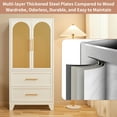 thumbnail image 4 of Metal Armoire Wardrobe Closet-65"H Rattan Armoire Closet with 2 Drawers Metal Wardrobe Storage Cabinet White Bedroom Armoire with Hanging Rod Large Clothes Cabinet, 4 of 9