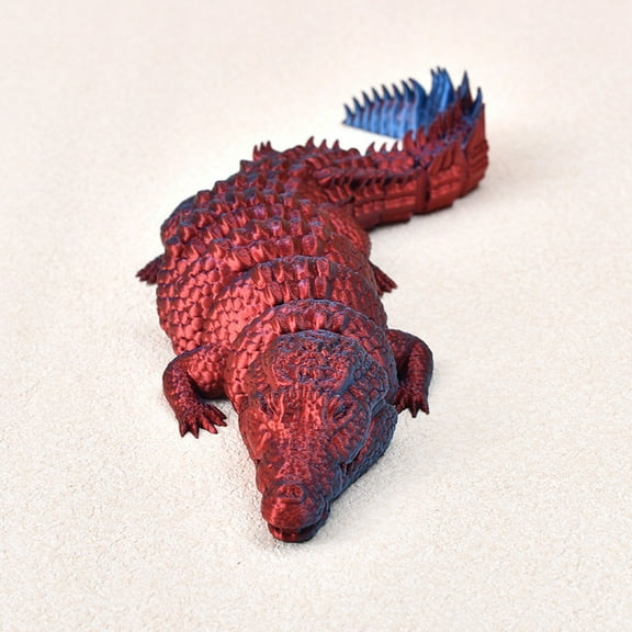 1PC Red blue 21CM 3D Printed Crocodile Figurine Dragon - Exquisite Gift, Hot-Selling Business Gift