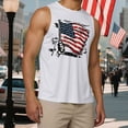 thumbnail image 2 of mgoYE American Flag Mens Black Tank Top Undershirts Muscle Graphic Gym Workout USA Sleeveless Tee Shirts White-M, 2 of 5