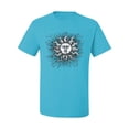 thumbnail image 2 of Wild Bobby Radiating Sun Puff Print Fashion Men's Tee, Light Turquoise, Small, 2 of 6