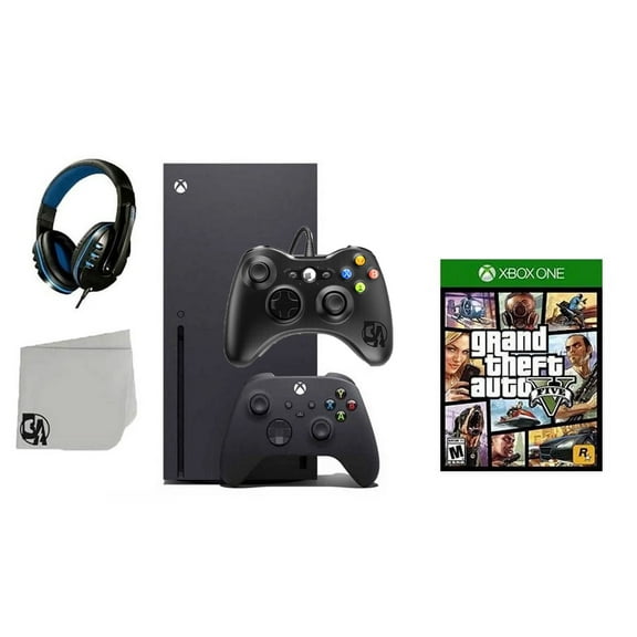 Pre-Owned Xbox Series X Video Game Console Black with Grand Theft Auto V BOLT AXTION Bundle with 2 Controller ( )