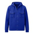 thumbnail image 4 of Fengqque Men's Hooded Color‑Block Jacket Drawstring Full Zip Long Sleeve Casual Outerwear with Chest Pockets Blue 2XL, 4 of 7