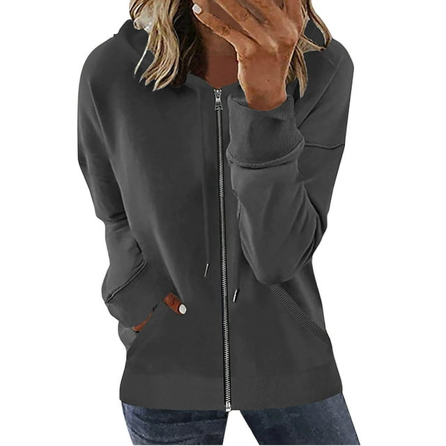 AherBiu Sweatshirt for Women Lightweight Zip up Spring Fall Sports Hoodie Jackets with Pockets