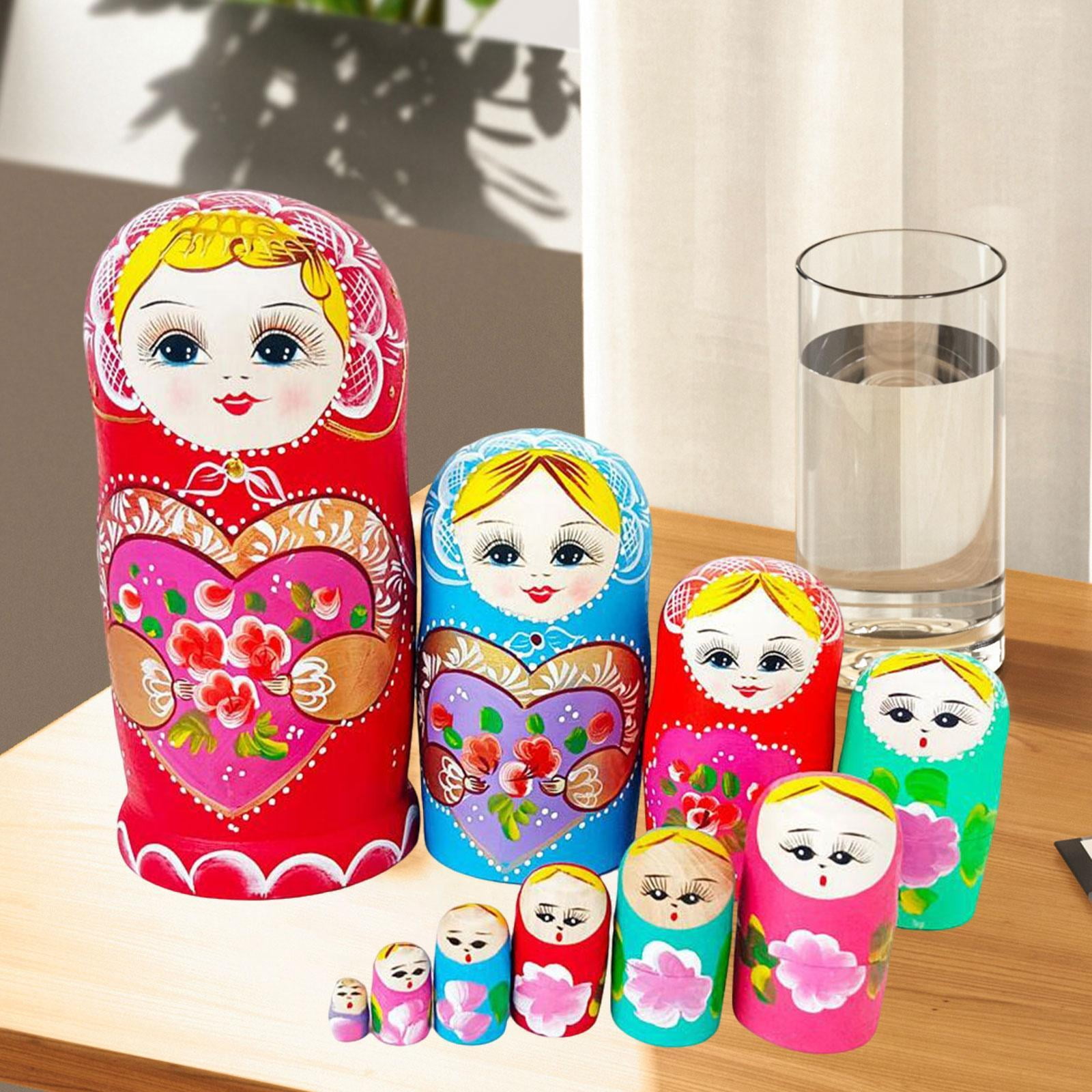 Xuanheng 10 Pieces Russian Nesting Dolls Crafts Wood