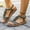 Green, variant on Eltusu Women's Flat Sandals, Ankle Strap Casual No Slip Open Toe Summer Shoes Blue Size 6