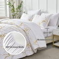 thumbnail image 4 of Davulos White Comforter Set Queen Size,7 Piece Bed in a Bag Gold Metallic Marble Pattern Bedding Sets with Comforter, Sheets, Pillowcases & Shams, 4 of 9