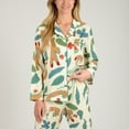 thumbnail image 4 of Lounge Women's Long Sleeve Button-Up Jungle Print Pajama Set with Chest Pocket and Matching Pants - Large, Green, 4 of 7