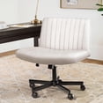 thumbnail image 3 of Waleaf Armless Office Chair with Wheels, Criss Cross Desk Chair, Wide Seat Adult Vanity Chair,Beige, 3 of 10