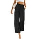 thumbnail image 1 of Pantalones de pierna ancha para mujer, pantalones holgados con botones de cintura alta informales a la moda para primavera y otoño, negro XL, 1 of 5