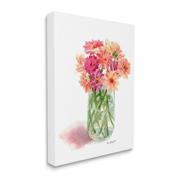 Stupell Industries Pink Daisy Watercolor Bouquet in Canning Jar Canvas Wall Art, 16 x 20, Design by Melissa Hyatt LLC