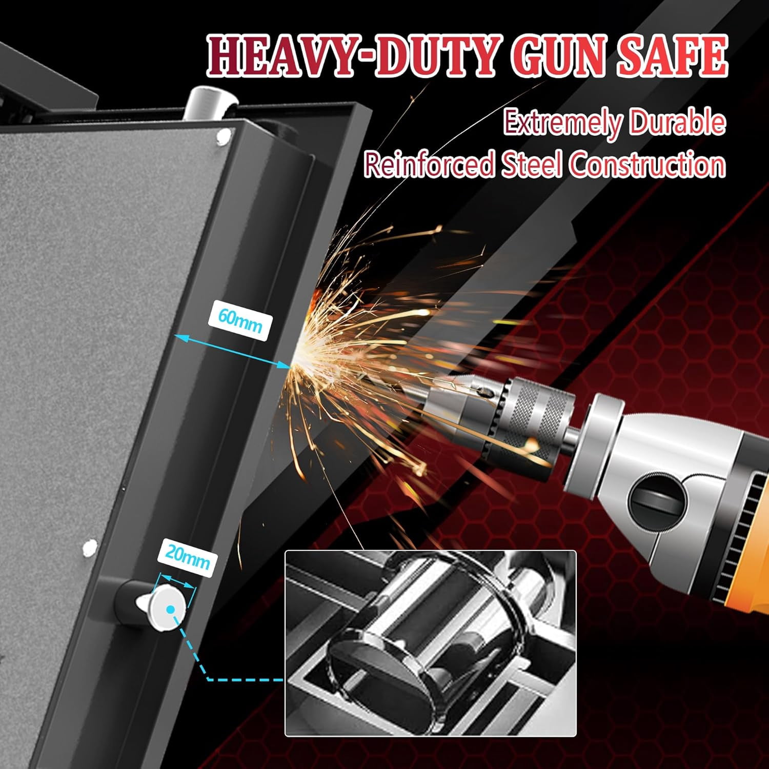 Marcree Biometric Fingerprint Gun Safe for Rifles, 6-8 Gun Cabinet with Key Inner Cabinet, Fingerprint & Digital Keypad  Cabinet, Gun Safe for Rifles and Pistols, Pistol Pocket, Silent Mode